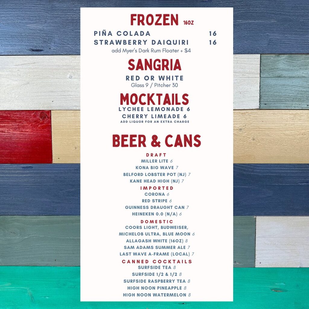 Red Lobster Drink Menu 