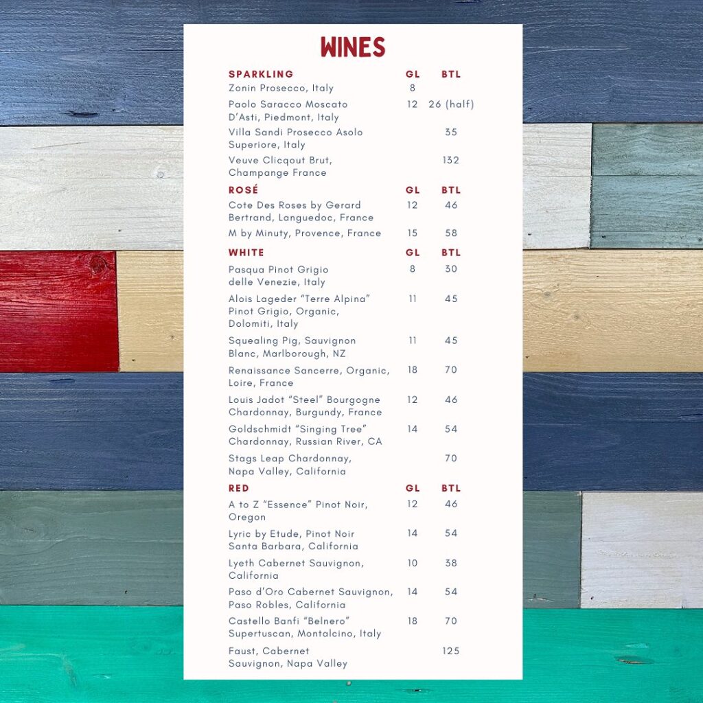 Red Lobster Drink Menu 